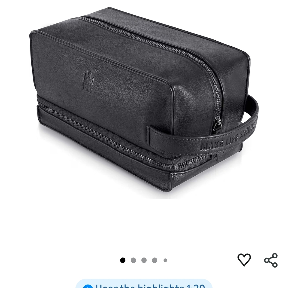 Elegant Black Faux Leather Toiletry Bag